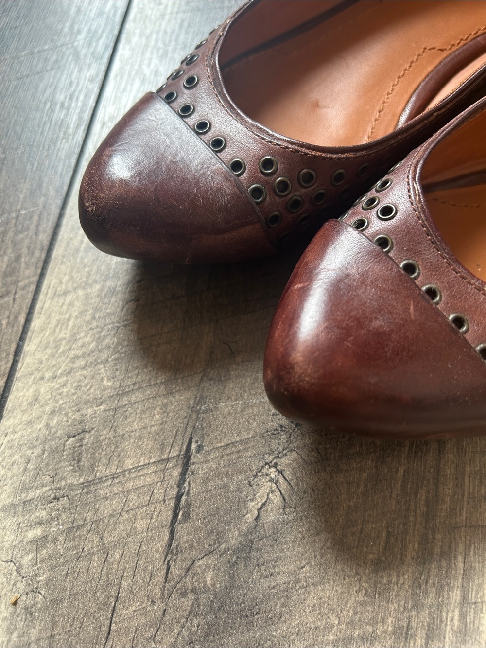 Givenchy Brown Leather Studded Pointed-Toe Flats - Picture 4 of 10